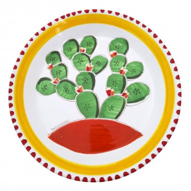Piatto da portata Folk Fichi D'India PT35FC ceramiche siciliane de simone Piatto da portata Folk Fichi D'India PT35FC ceramiche siciliane de simone